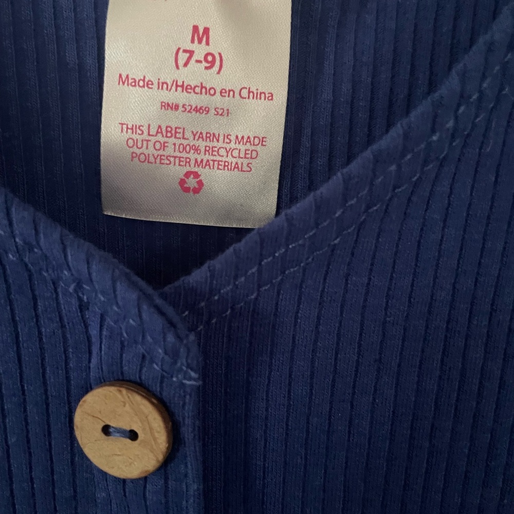 Blue Button-Up Ribbed Top - Picture 2 of 3